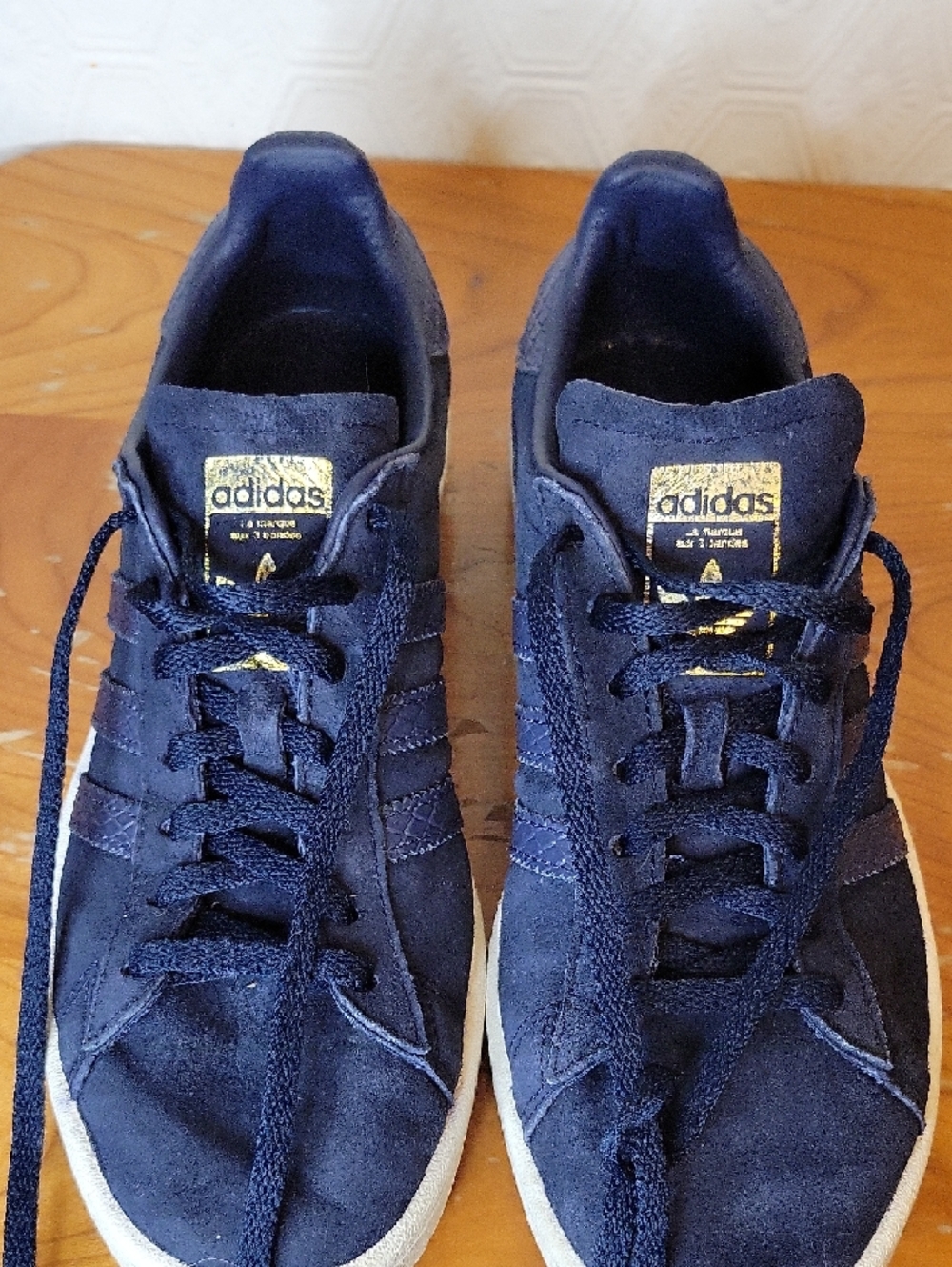 adidas Campus Sneakers - Navy Suede Gold Branding Size US 6.5 - Picture 7 of 10